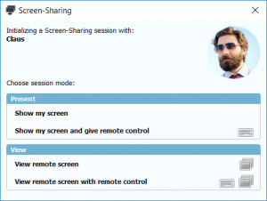 Start screen sharing session