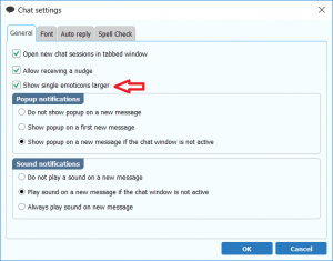 emoticons settings